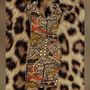 (SIZE M) Y2K Love J Black and Brown Patterned Midi Dress